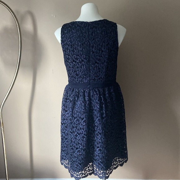 Marina Women’s Navy Blue Sparkly Lace Sleeveless Fit & Flare Midi Dress Size 10 - Picture 3 of 9